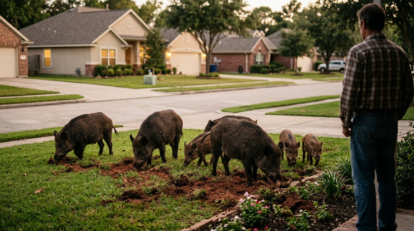 Suburban Siege: Invasive Feral Hogs Encroach on Texas Resident Communities
