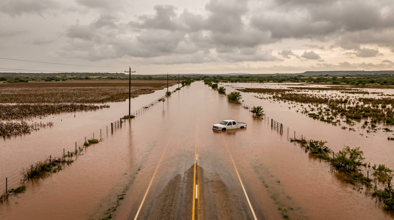 Uvalde County Flash Flooding Submerges Roadways and Agricultural Land