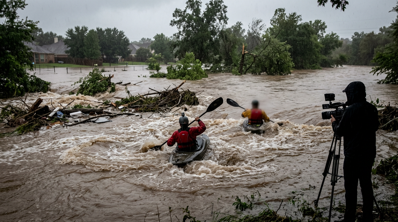 Danger on the Water: Kayakers Filmed on Surging Texas River During Severe Flash Flood