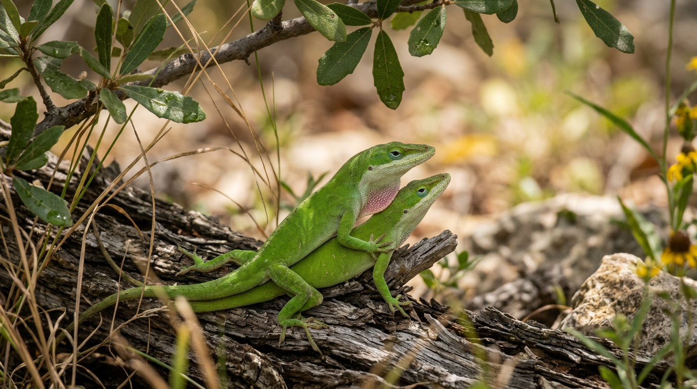 Central Texas Wildlife: Rare Green Anoles Spotted in Spicewood Springs